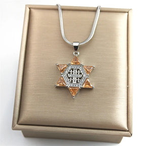 Ancient Israe Necklace - Jerusalem Crusader Cross Star of david pendant - Bricks Masons