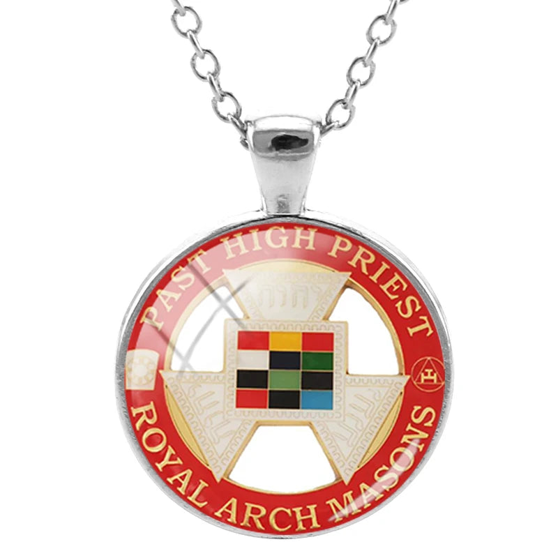 Royal Arch Chapter Necklace - Glass Cabochon - Bricks Masons