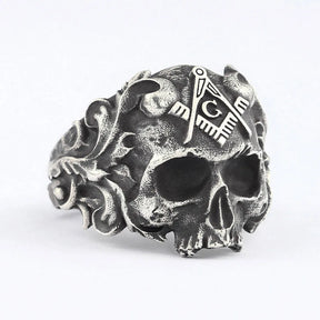 Master Mason Blue Lodge Ring - Sterling Silver Ring Square & Compass G