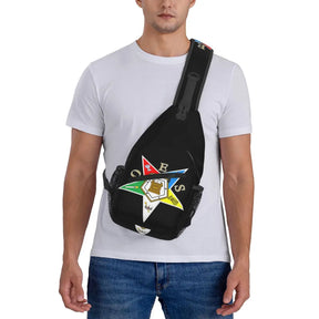 OES Crossbody Bag - Black & White Adjustable Strap Nylon Travel Bag - Bricks Masons