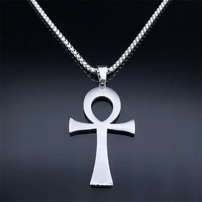 Ancient Egypt Necklace - Ankh Cross With Chain Stainless Steel - Bricks Masons