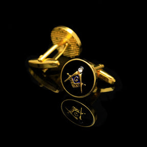 Master Mason Blue Lodge Cufflink - 1 Pair Black Enamel - Bricks Masons