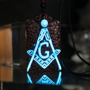 Collier Master Mason Blue Lodge - Carré Lumineux & Boussole G Cristal