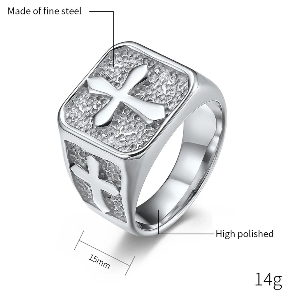 Knights Templar Commandery Ring - Stainless Steel Various Colors - Bricks Masons