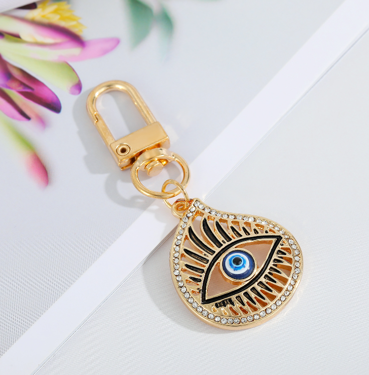 Eye Of Providence Keychain - Golden With Blue All-Seeing Eye - Bricks Masons