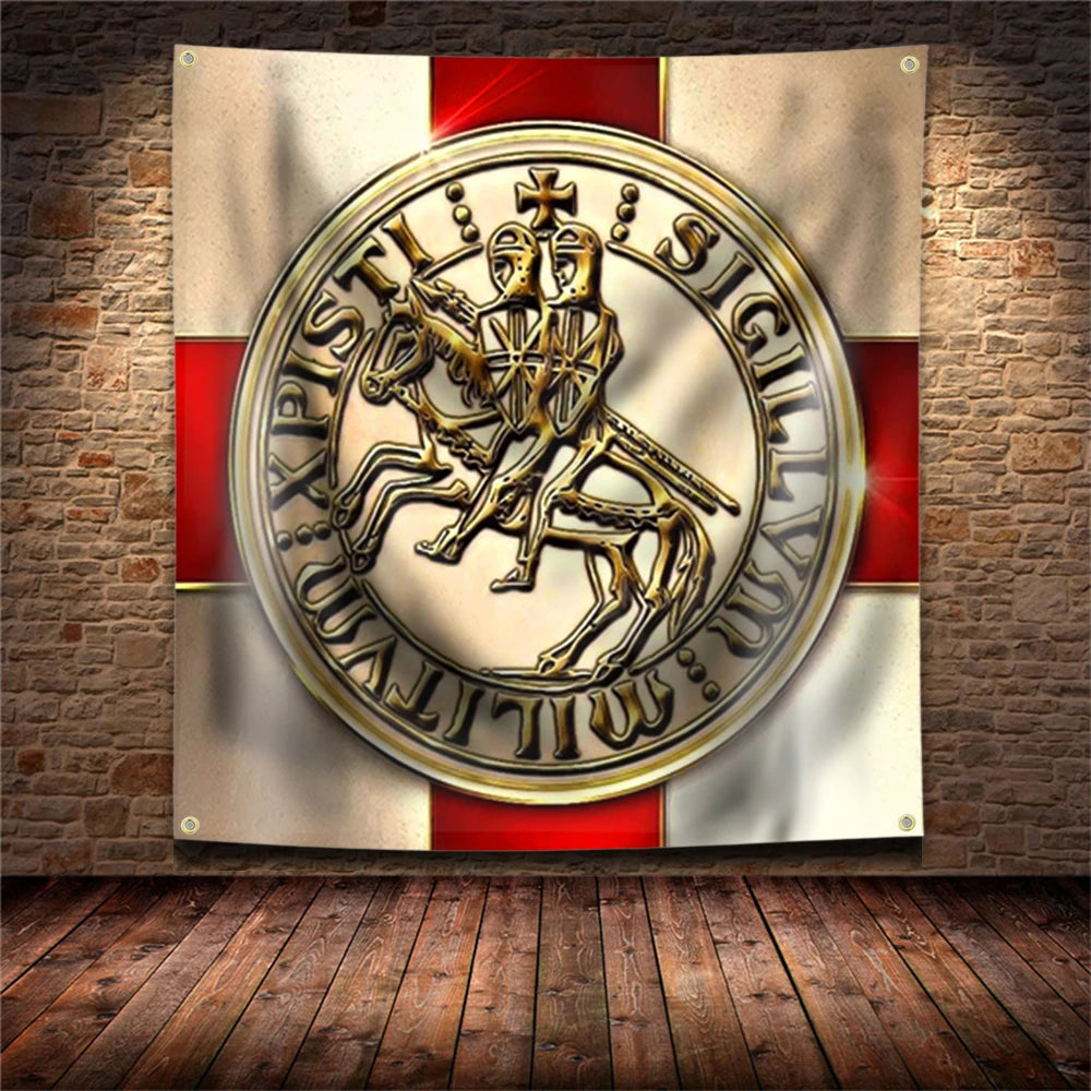 Knights Templar Commandery Flag - Gold & Red Knight Design