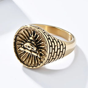 Ancient Egypt Ring - Triangular Pyramid Stainless Steel - Bricks Masons