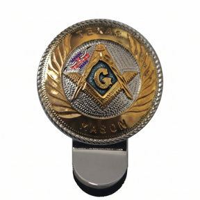 Master Mason Blue Lodge Money Clip - Texas Mason Gold Square & Compass G - Bricks Masons