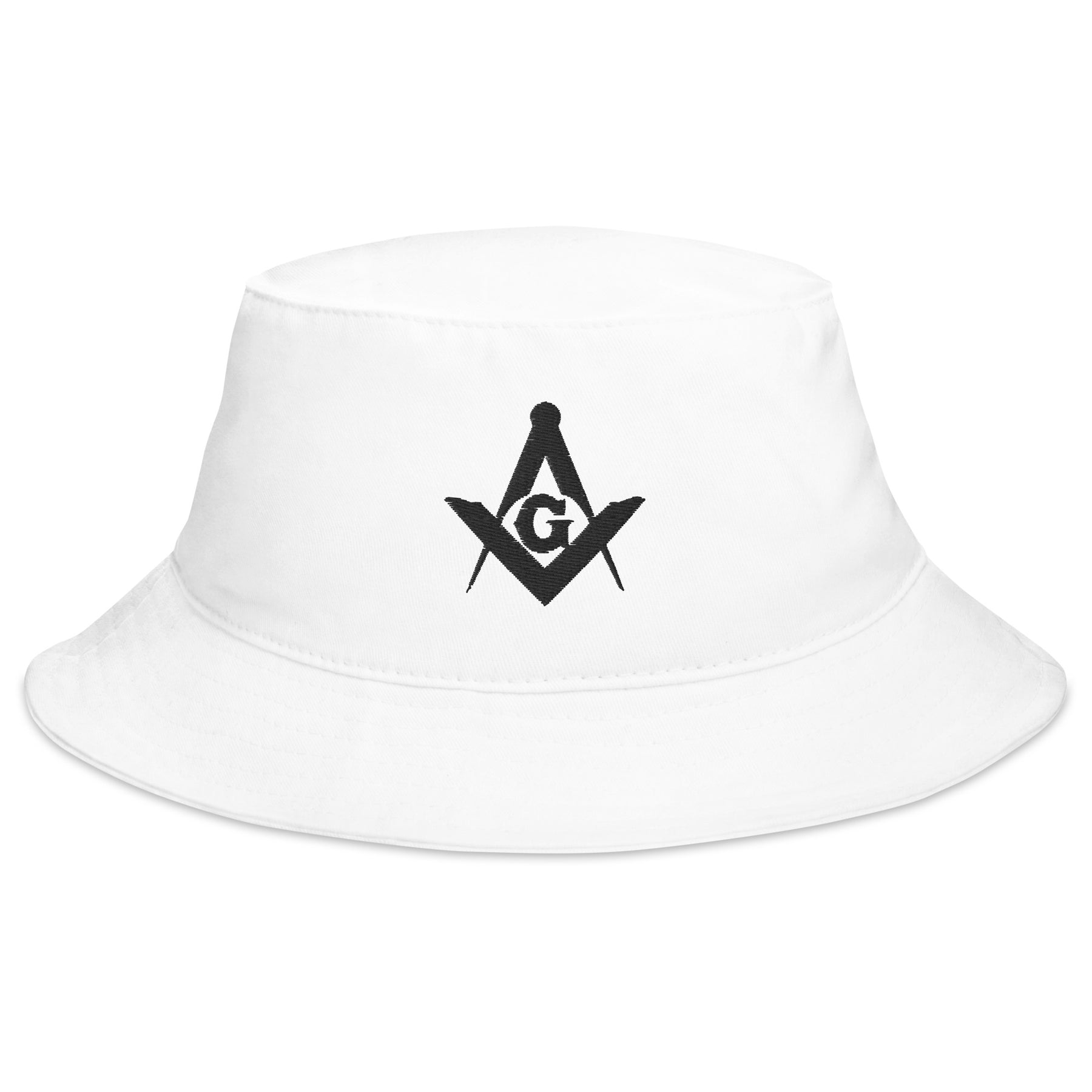 Master Mason Blue Lodge Bucket Hat - White 100% Cotton - Bricks Masons