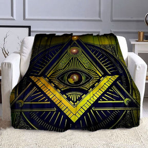 Master Mason Blue Lodge Blanket - Square and Compass G Flannel - Bricks Masons