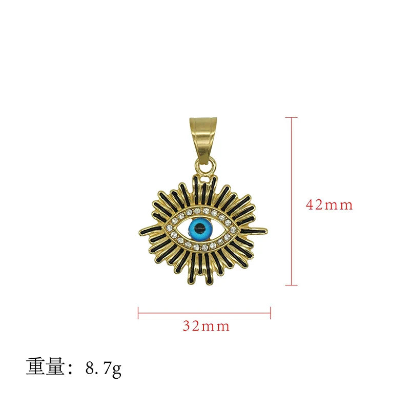 Eye Of Providence Necklace - Plated Stainless Steel With Blue Eye - Bricks Masons