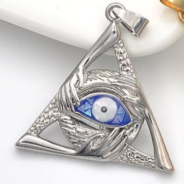 Eye Of Providence Pendant - Silver & Gold All Seeing Eye Pendant - Bricks Masons