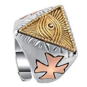Eye Of Providence Ring - 925 Sterling Silver Pyramid - Bricks Masons