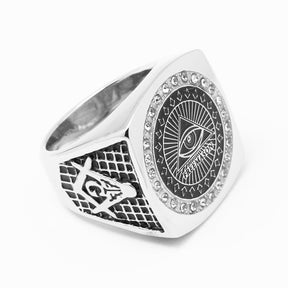 Eye Of Providence Ring - Eye of Horus Pyramid Silver - Bricks Masons