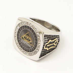 Eye Of Providence Ring - Eye of Horus Pyramid Silver Gold - Bricks Masons