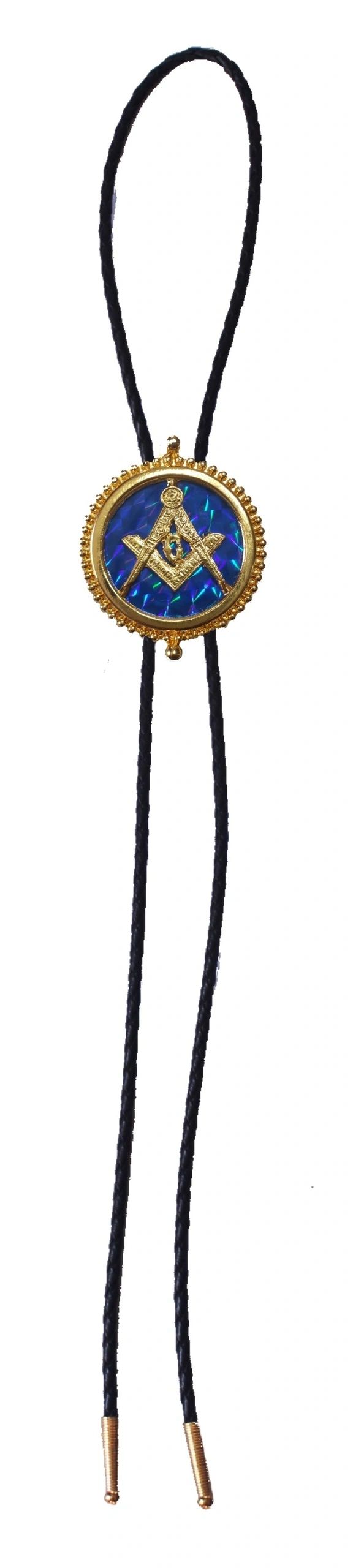 Master Mason Blue Lodge Bolo Tie and Buckle Set - Blue Raised Square & Compass - Bricks Masons