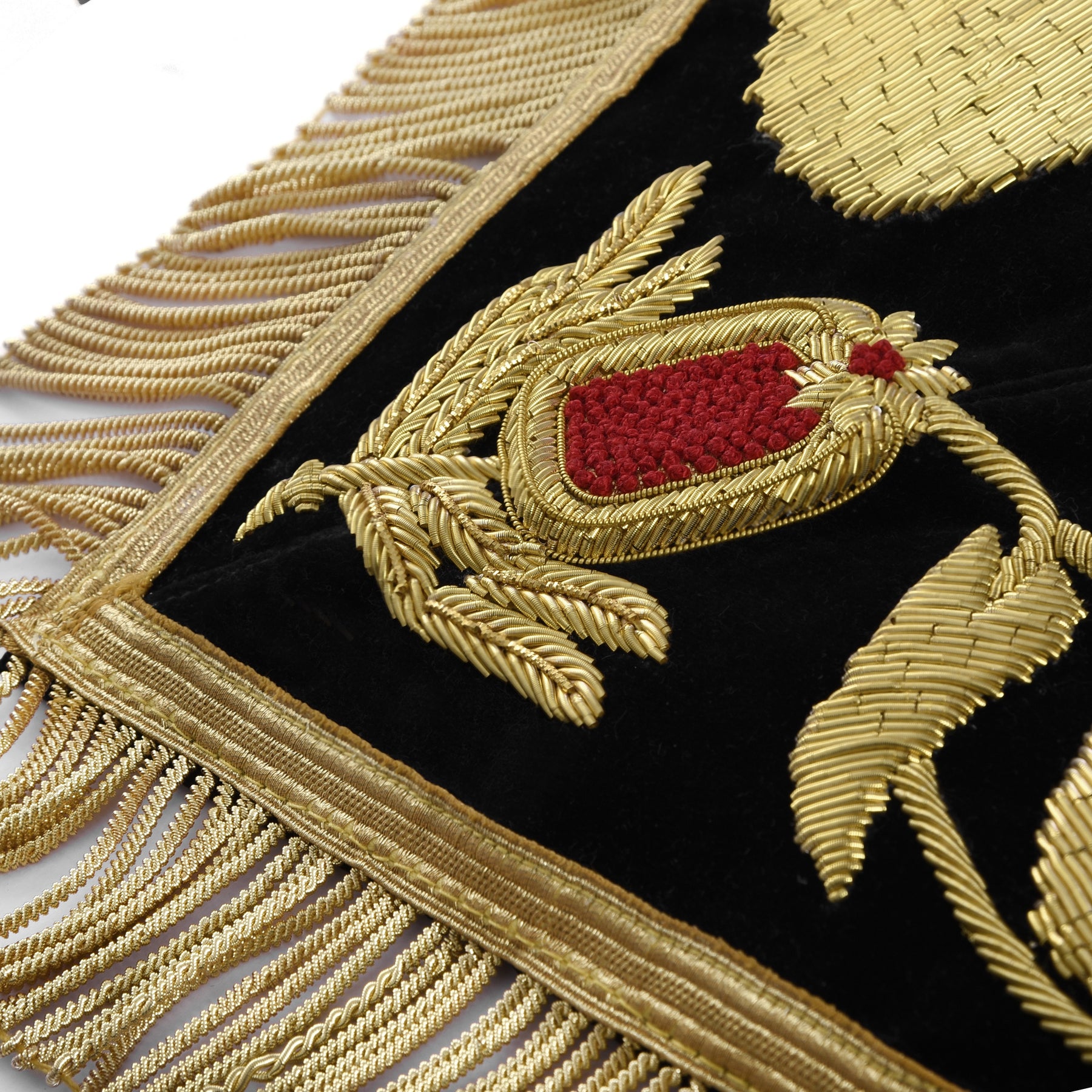 Grand Inspector Apron - Blue Velvet With Gold Hand Embroidery Bullion - Bricks Masons