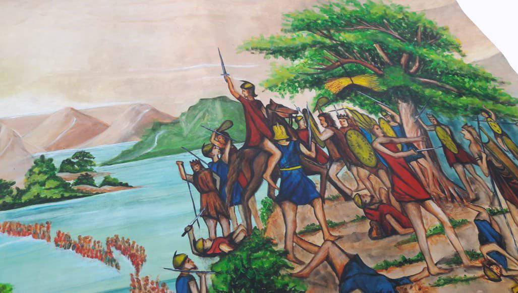 Hand-Painted Apron - A Sheaf of Corn Suspended Near a Waterfall 24"x18" Poster - Bricks Masons