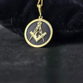 Master Mason Blue Lodge Necklace - Gold & Black Square & Compass G - Bricks Masons