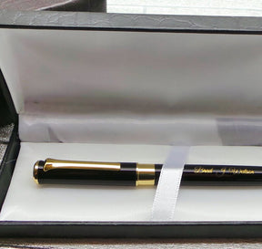 Master Mason Blue Lodge Pen - 24k Gold Clad Engraved Black Ink - Bricks Masons