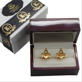 Master Mason Blue Lodge Cufflinks - Gold With Gift Case - Bricks Masons