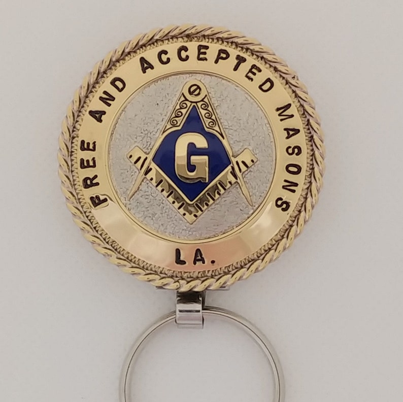 Master Mason Blue Lodge Keychain - Free & Accepted Masons Square Compass G - Bricks Masons