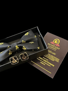 Master Mason Blue Lodge Cufflinks - With a Bow Tie Set Square & Compass - Bricks Masons