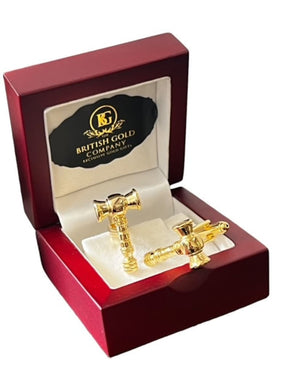 Masonic Cufflinks - 24k Gold Clad Gavel Gold - Bricks Masons