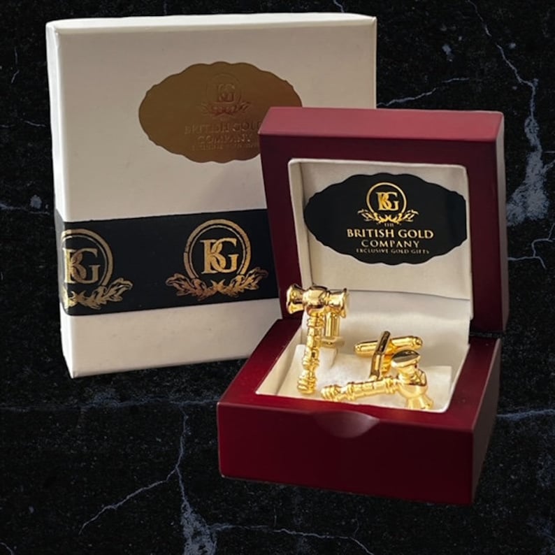 Masonic Cufflinks - 24k Gold Clad Gavel Gold - Bricks Masons