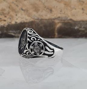 Master Mason Blue Lodge Ring - Handmade Sterling Silver & Black - Bricks Masons