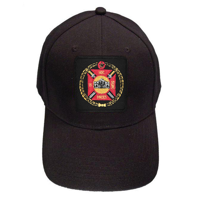 Knights Templar Commandery Baseball Cap - Black Patch With Red & Gold Emblem - Bricks Masons
