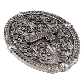 Knights Templar Commandery Belt Buckle - Cross With Engravings - Bricks Masons