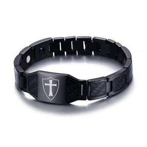 Knights Templar Bracelet - Carbon Fiber Magnetic (Black/Gold/Silver) - Bricks Masons