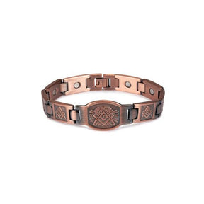 Knights Templar Bracelet - Square and Compass G/Cross Copper Magnetic - Bricks Masons