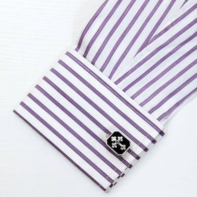 Knights Templar Cufflink - Cross Rectangular Black - Bricks Masons