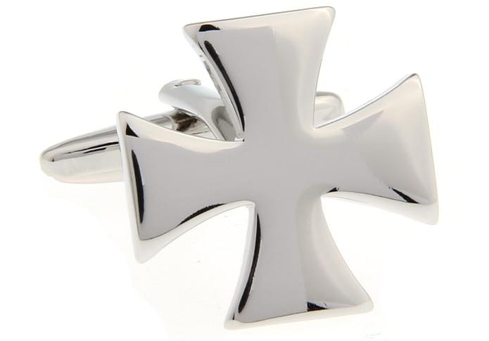 Knights Templar Cufflink - Silver Cross - Bricks Masons
