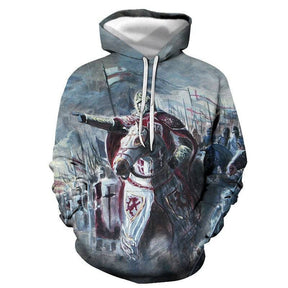 Knights Templar Hoodie - Blue & Red - Bricks Masons