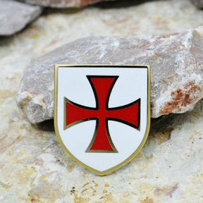 Knights Templar Lapel Pin - Red Cross White Shield - Bricks Masons