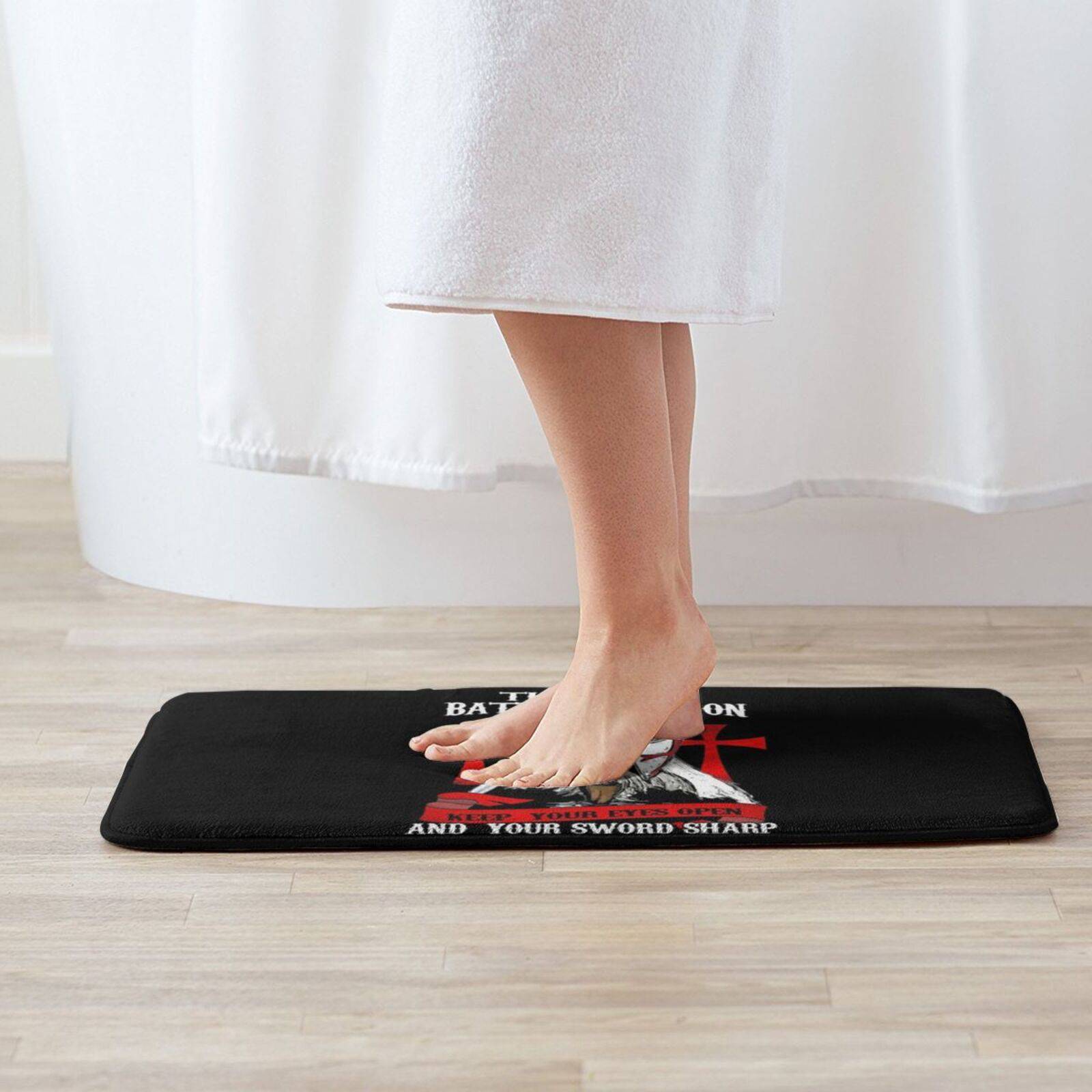 Knights Templar Mat - (There Is A Battle Going On) Soft Black Door - Bricks Masons