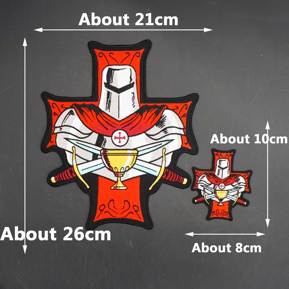 Knights Templar Patch - HANDMADE Holy Grail Christian Crusader Embroidered - Bricks Masons