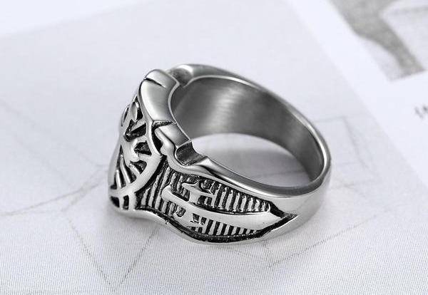 Knights Templar Ring - Armor Shield Cross Sword - Bricks Masons