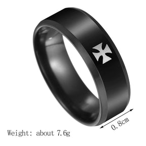 Knights Templar Ring - Cross Black Band - Bricks Masons