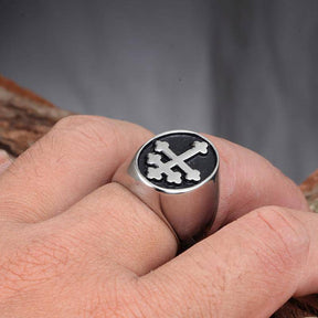 Knights Templar Ring - Cross Signet Silver - Bricks Masons