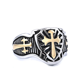 Knights Templar Commandery Ring - Gold Armor Shield Cross Sword - Bricks Masons