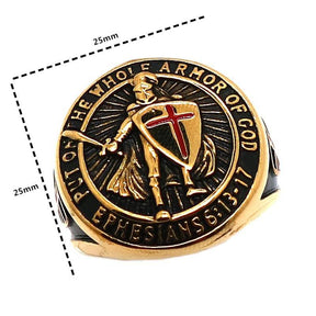 Knights Templar Ring - "Put On The Whole Armor Of God" Cross - Bricks Masons