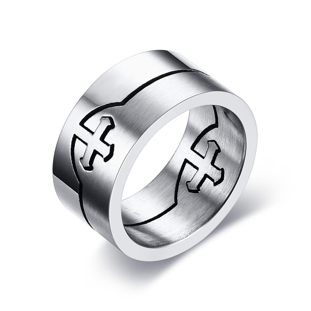 Knights Templar Ring - Puzzle Detachable (Silver/Black) - Bricks Masons