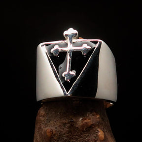 Knights Templar Ring - Silver Cross Sterling Silver - Bricks Masons
