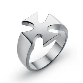 Knights Templar Ring - Stainless Steel Polished Signet [Silver, Black, Gold] - Bricks Masons