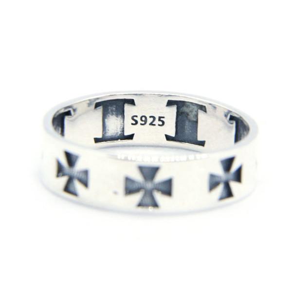 Knights Templar Ring - Sterling Silver Cross Silver Band - Bricks Masons