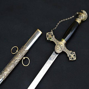 Knights Templar Sword - Brass Gold 38" - Bricks Masons
